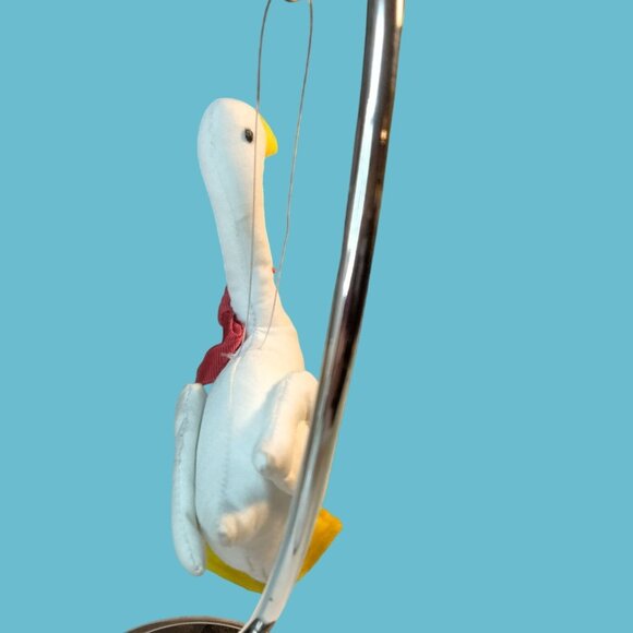 White Goose Ornament Red Bow Handcrafted Fabric - Picture 7 of 7